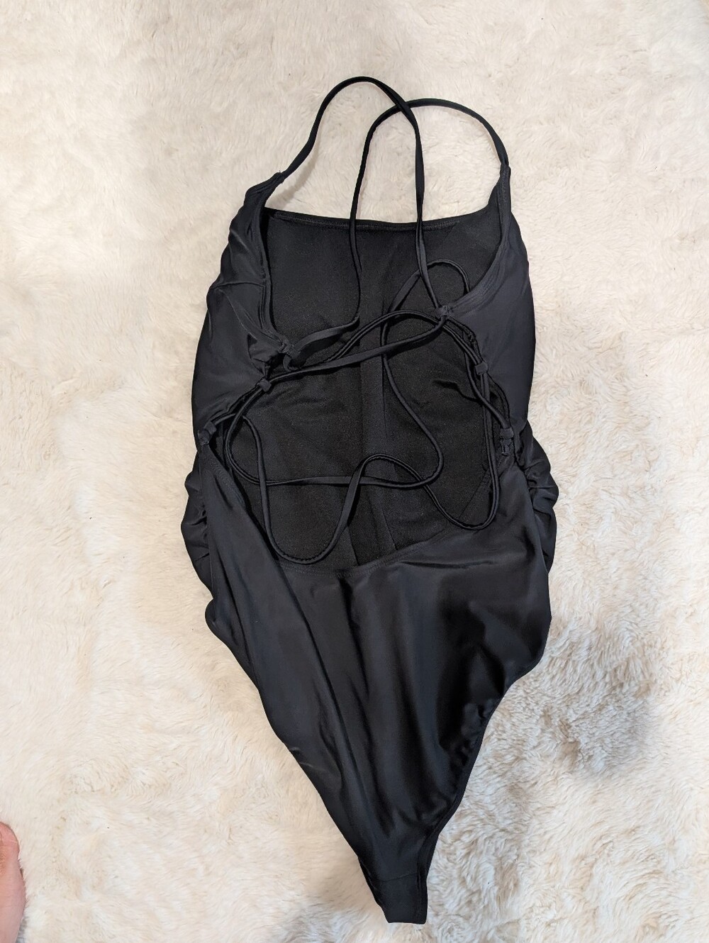 Black One-Piece Strappy Swimsuit